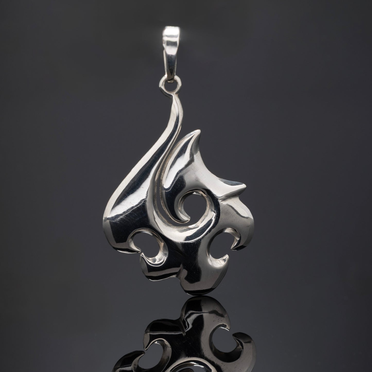 Sculpted Argentium Tribal Hook Pendant