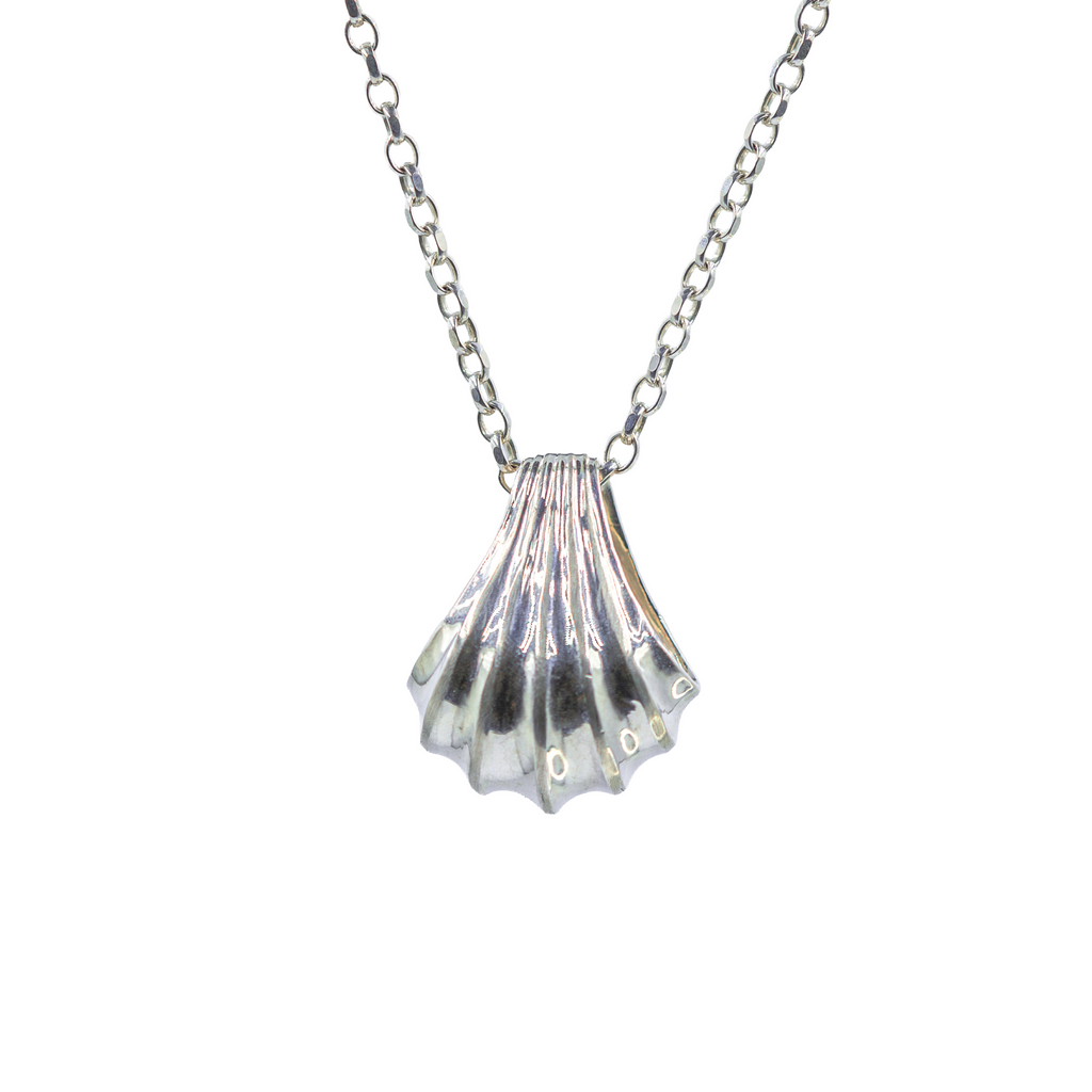 Argentium Silver Scallop Shell Pendant