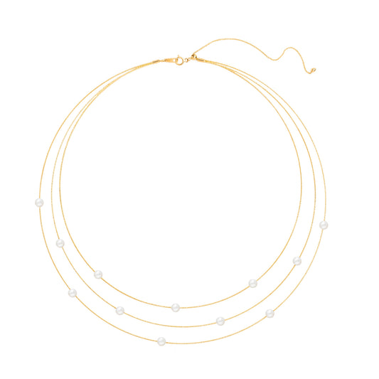 GALAXY Necklece 3 Wires (Pearls ø 4 mm)