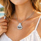 Argentium Silver Scallop Shell Pendant