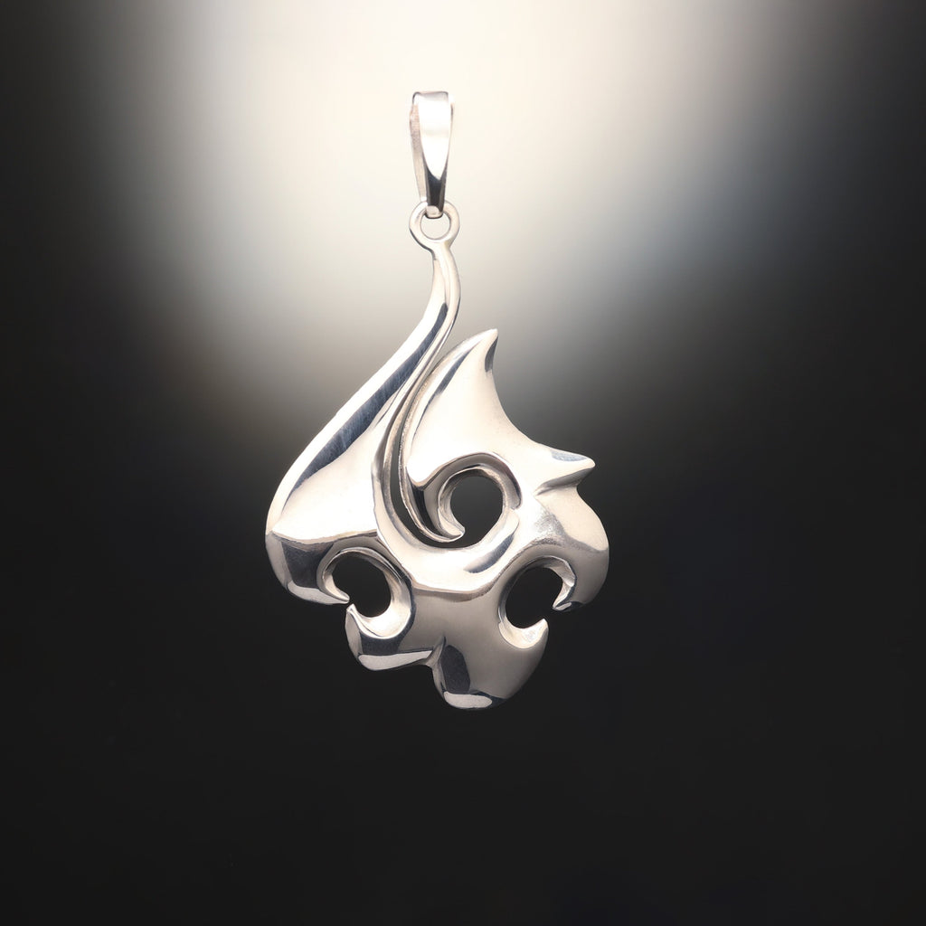 Sculpted Argentium Tribal Hook Pendant