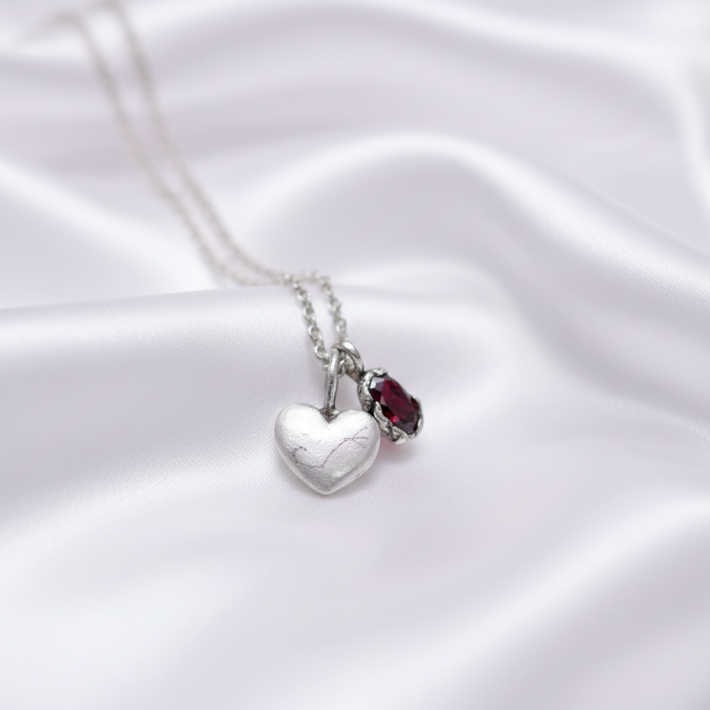 Handcrafted Heart Pendant with Natural Gemstone