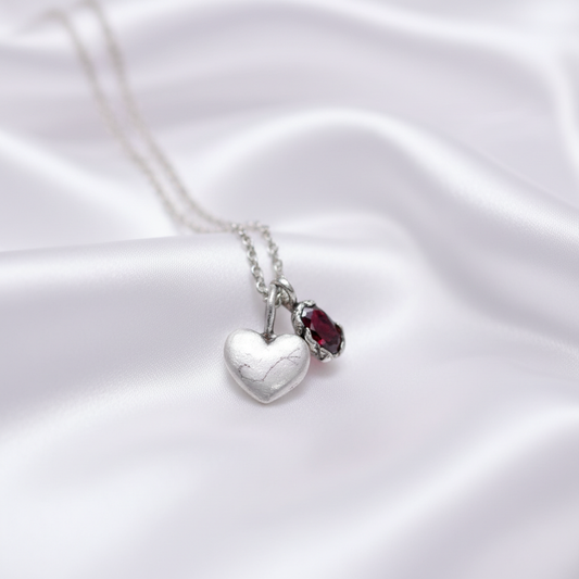 Handcrafted Heart Pendant with Natural Gemstone