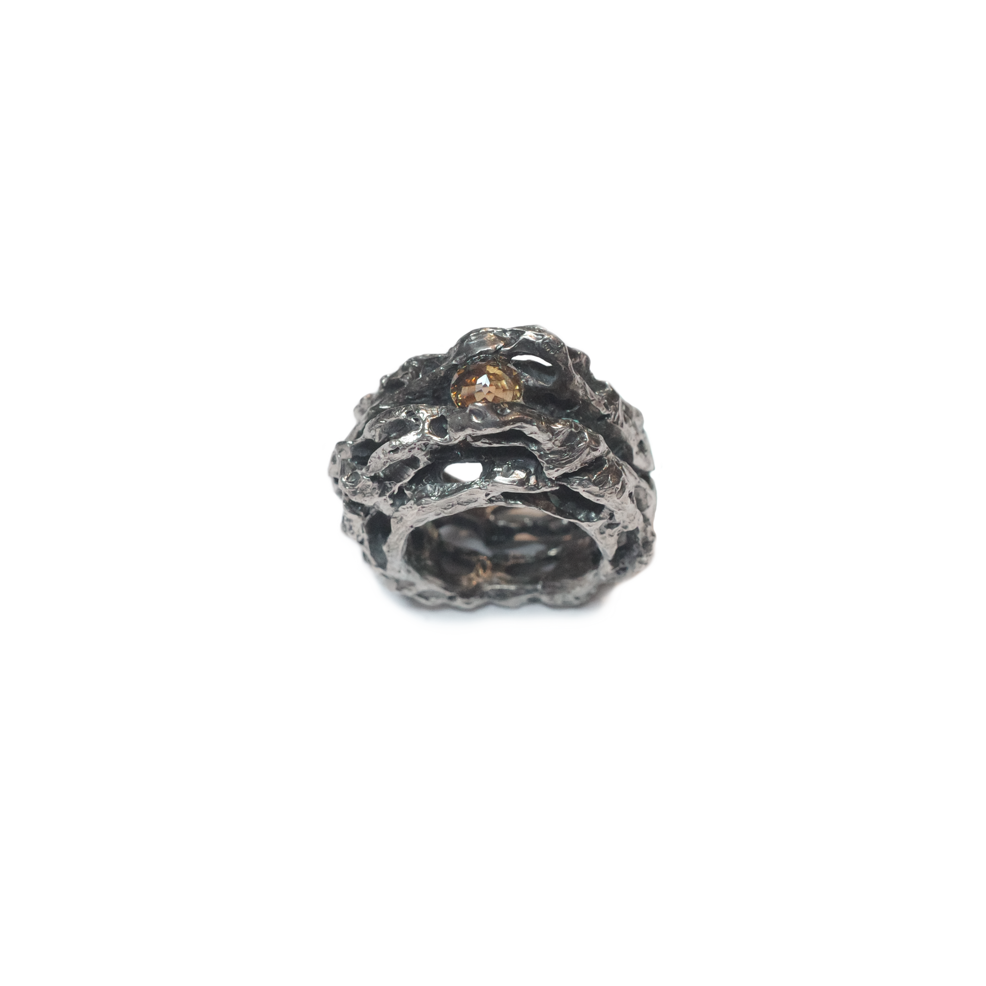 Solar Spiral, 2 Layers 925 Sliver Ring with Citrine