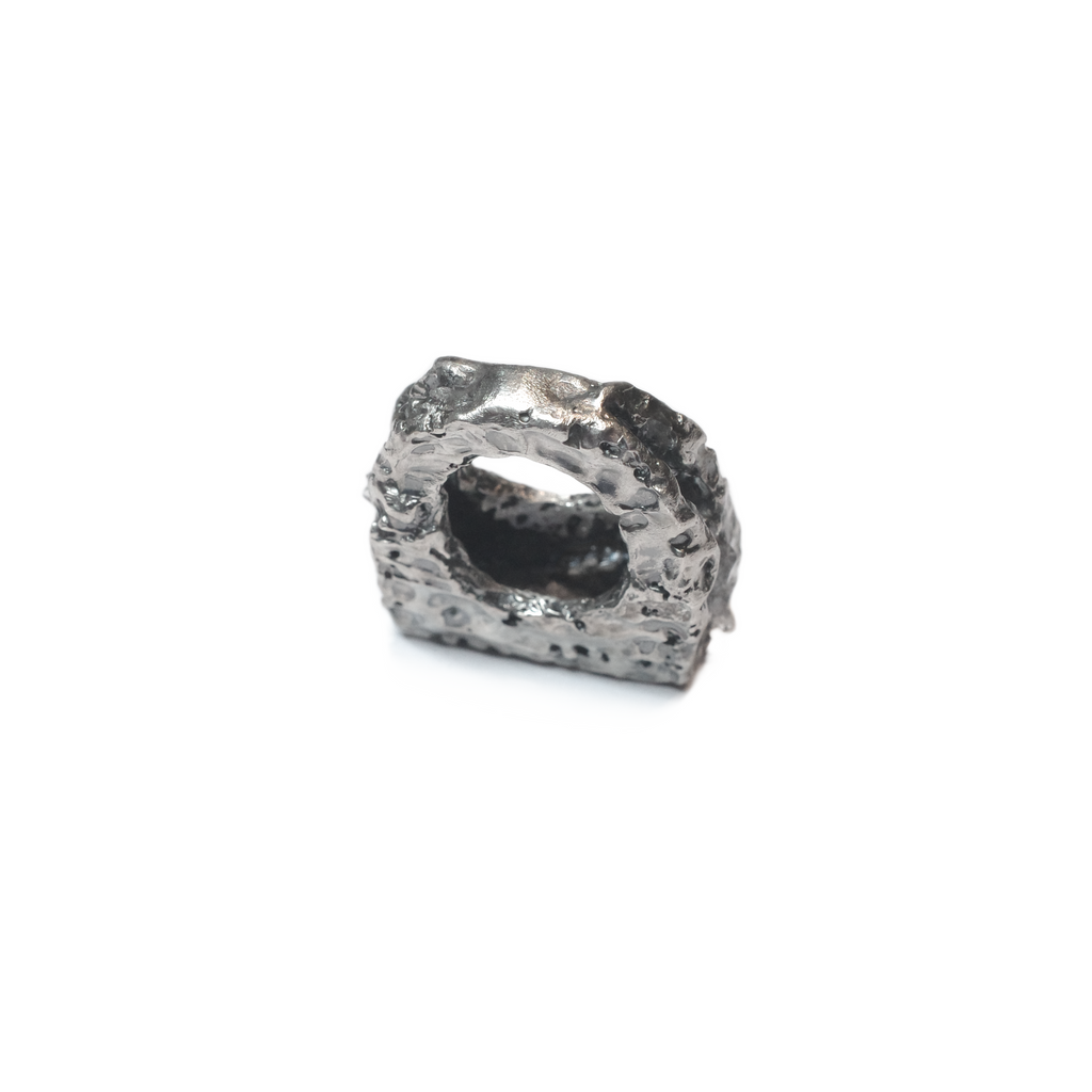 Sky & Earth, 2 Layers 925 Sliver Ring with Clear Quartz