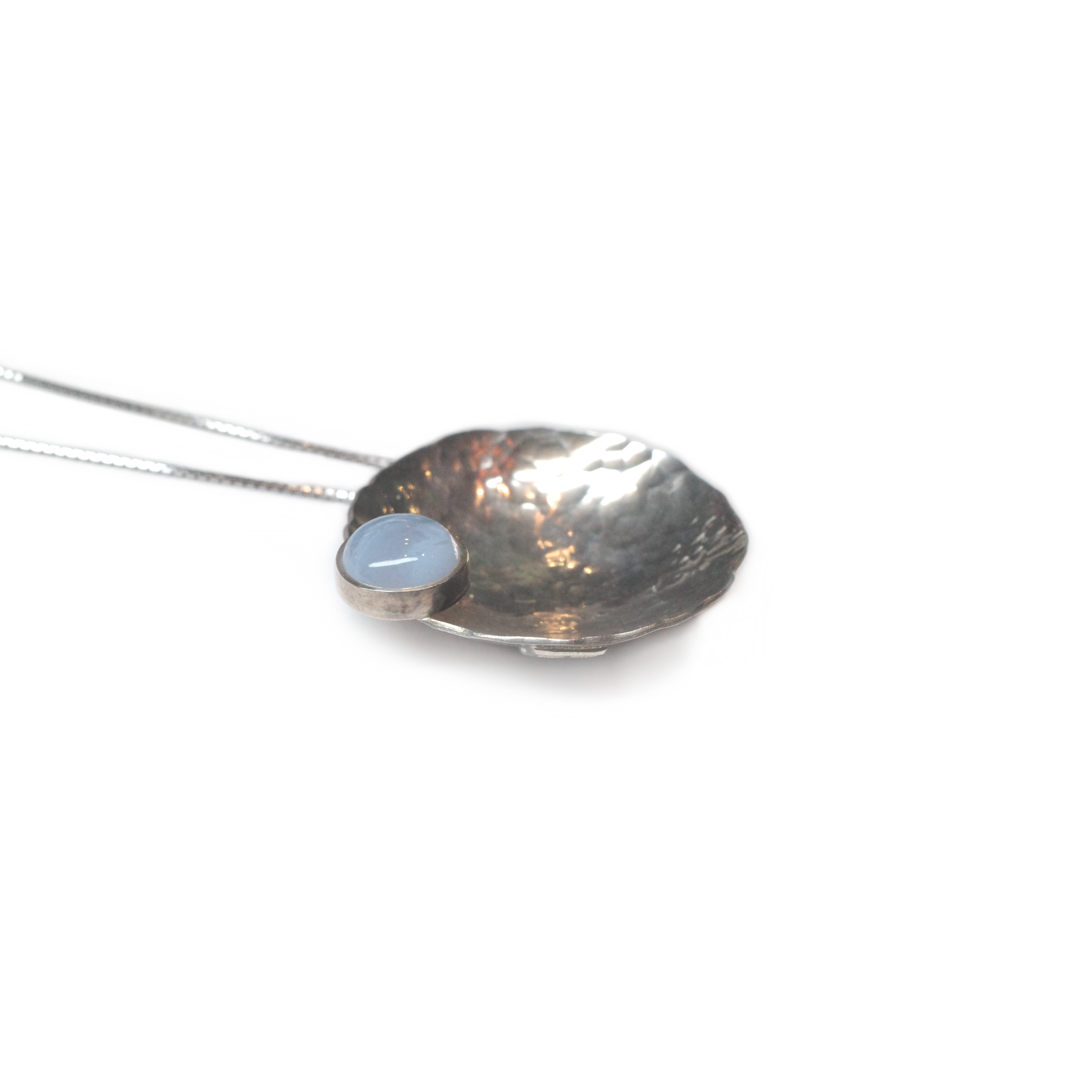 Lotus with Blue Lace Agate Pendant