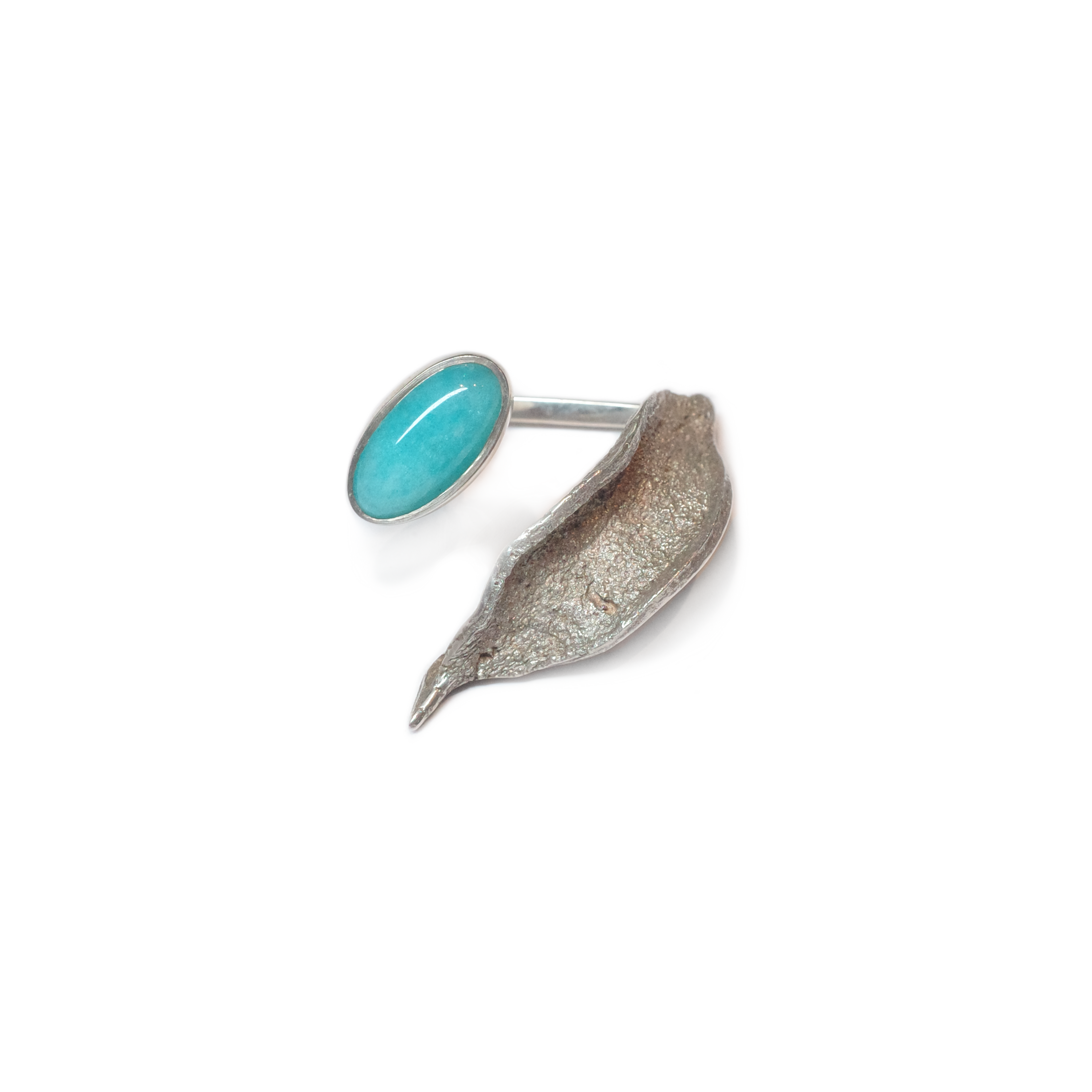 Dried Plants Casting Ring with Larimar