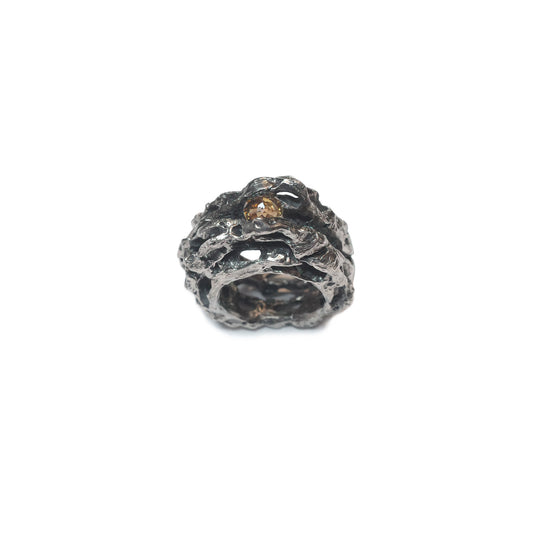 Solar Spiral, 2 Layers 925 Sliver Ring with Citrine